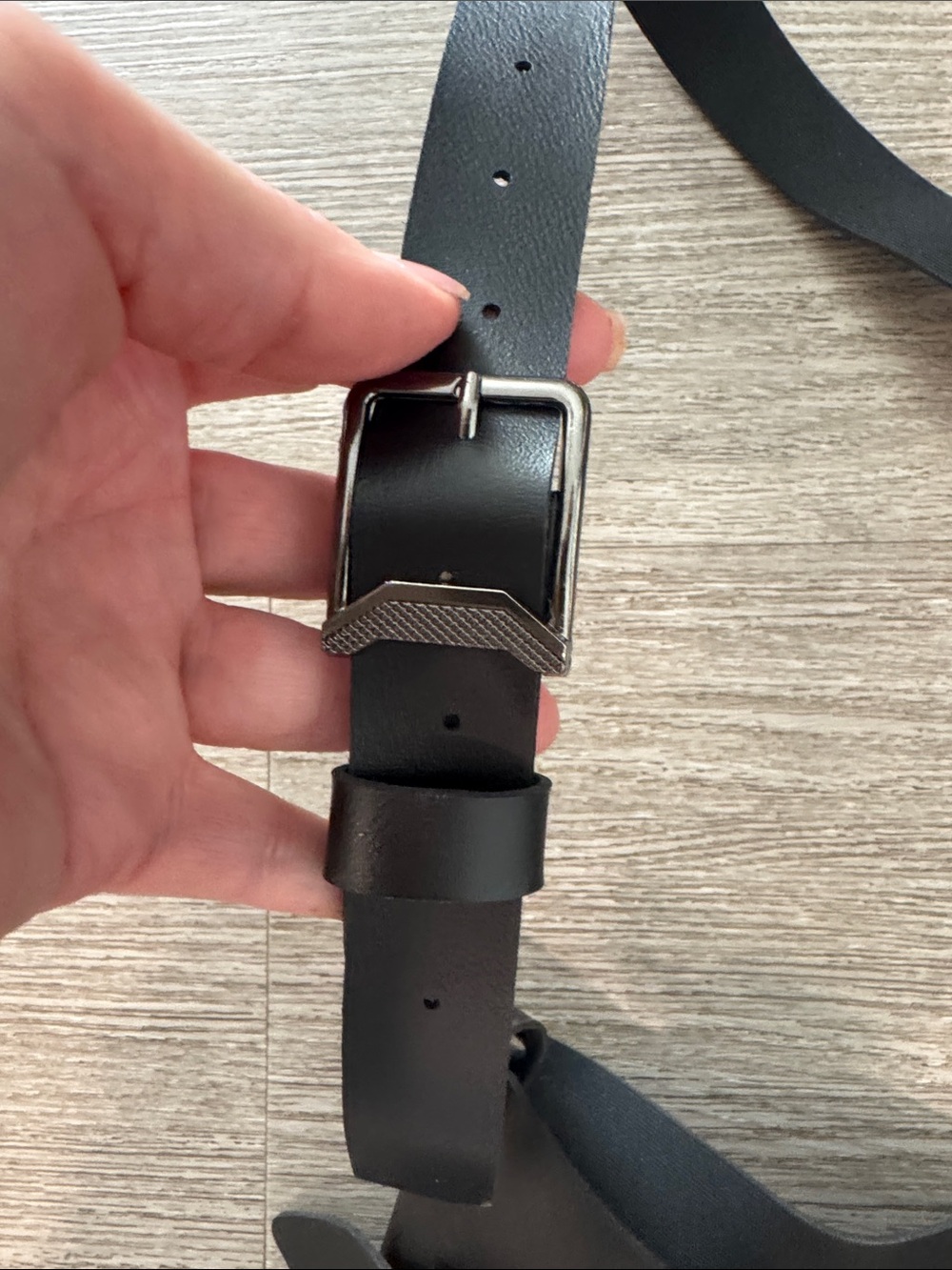 Black Leather Harness Belt with Silver Buckles - Picture 5 of 6